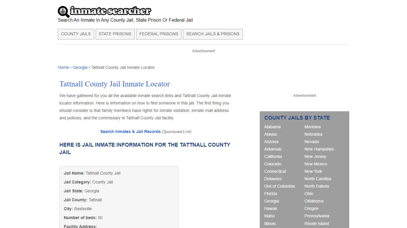 Tattnall County Jail Inmate Locator - Inmate Searcher
